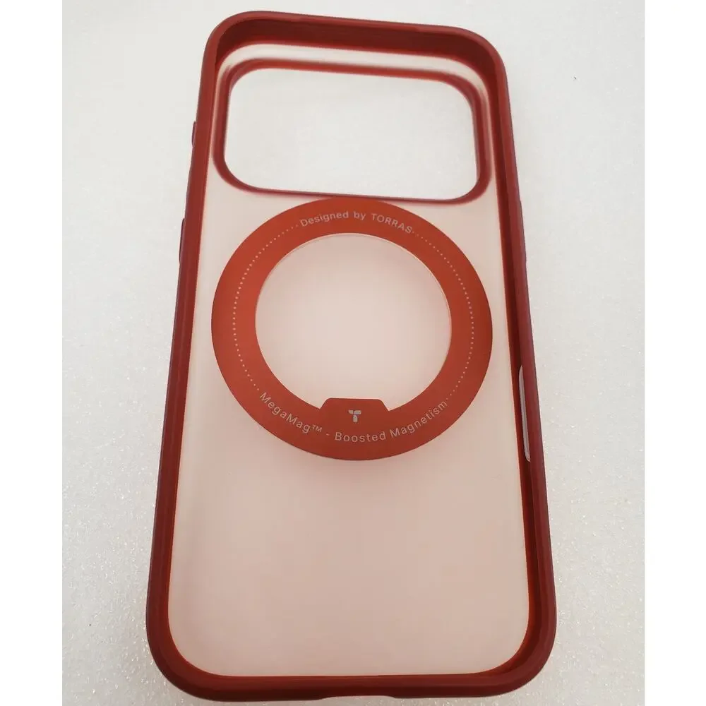 TORRAS Ostand Ring Magnetic Case with Stand for iPhone 17 Pro (Red / Metallic)